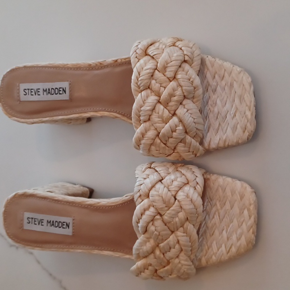 Steve Madden Natural Braided Slide Sandals